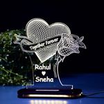 MyPhotoPrint Heart & Rose Personalized Couple Acrylic Lamp - Lamp for Couple Gift |Anniversary| Wedding | Marriage| Valentine Day|Birthday|Girlfriend | Boyfriend (Warm White/Multicolored)