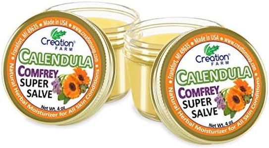 Creation Farm Calendula Comfrey Super Salve 8OZ- (2-4 oz Jars) Balm Soothes Baby Bottoms, Hand Cream for Dry Cracked skin, Tattoos and Beards Grown and Made in USA from Real Herbs