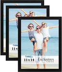 Icona Bay 11x14 Picture Frame (3 Pack, Black), Sturdy Wood Composite Photo Frame 11 x 14, Wall or Table Mount, Set of 3 Exclusives Collection