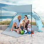 Beach Tent Canopy, Elegear 4-5 Person Sun Shelter Tent UPF 50+, Anti UV Beach Shade Canopy Portable,Lightweight Camping Tent Sun Shade with Carry Bag for Beach,Garden,Picnic, Park,Camping,Light Blue