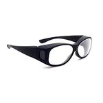 Radiation Safety Glasses Over Eyewear Glasses In Large Plastic Black Safety Frame With Permanent Side Shields