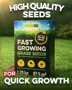 Grassias Fast Growing Grass Seed 1.7kg – Hard Wearing, Pet Friendly Lawn Seed for Overseeding & New Lawns, Winter & DEFRA Approved