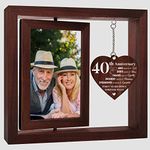 40th Ruby Anniversary Wedding Gifts for Her/Him, 4x6 Rotating Wedding Photo Frame, Romantic Anniversary Wedding Gifts for Couples Wife/Husband，Sturdy Wood