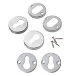 BESTONZON One Pair of Stainless Steel Key Hole Covers Detachable Brushed Texture Keyhole Escutcheons with Screws (Silver)