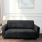 Amazon Brand - Umi Velvet Sofa Cover | Highly Elastic Cover | Stretchable Universal Sofa Slipcover for Dining Drawing Room | Two Seater Sofa Cover | Washable | Dark Grey