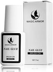 MAGIC ARMOR Super Strong Nail Glue for Press On Nails, Brush on Nail Glue Professional Nail Glue for Acrylic Nails Fake Nail Tips Long Lasting Nail Glue Acrylic Nail Glue Extra Strong（7ML/0.23OZ ）