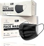 REQUISITE NEEDS Face Mask Black Disposable for Adults, Disposable Breathable Face Coverings, Face Masks Breathable,3 Layer Face Masks | Suitable For Sensitive Skin (Black) (100 PACK)