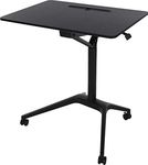 ApexDesk Mobile Pneumatic Laptop Rolling Desk 28” Wide Desktop 33.5” to 45.5” Height Adjustable Sit-to-Stand Ergonomic Design with Tablet Slot & Lockable Wheels for Office & Classroom (28” Top, Black)