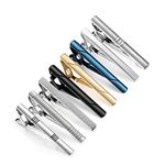 Tie Clips for Men, 8 Pcs Tie Bars Pinch Clip Set Silver Black 2.3 Inches Business Shirt Necktie Parts T0308005