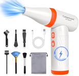 Libershine Compressed Air Duster - 130000RPM Electric Air Duster for PC, Turbo Fan with Flashlight, 3 Gear Adjustable Jet Dry Blower - Rechargeable Cordless Air Blower for Computer Keyboard, Car, Home