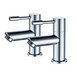 Luckyhome Basin Tap Pair,Twin 1/2" Chrome Hot & Cold Basin Pillar Taps for Bathroom Sink 2pcs