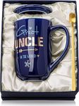 ALBISS Best Uncle Gifts from Niece Nephew, Uncle Birthday Gifts Mug Printed with Gold, Present for Uncle - Great Uncle in The World 18Oz Large Ceramic Mug, Navy Blue, Nice Gift Boxed