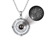 Go in the Direction of Your Dream Compass Necklace Irish Celtic Knot Round Medallion Compass Pendant for Men Women 925 Sterling Silver Moonstone Graduation Birthday Jewelry Gift 18"+2", Sterling