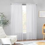 NICETOWN White Sheer Curtains for Bedroom - 84 Inches Long Rod Pocket Solid Voile Window Treatment Panels/Drapes (2 Pcs, W60 x L84, White)