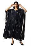 Ravaiyaa - Attitude is everything Women's Rayon Tie Dye Shibori Maxi Length Nighty (TKL-5_Black_L)