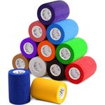 Inksafe Assorted Colours Self Adherent Cohesive Bandages 7.5cm x 4.5m Box of 12 - Uses Include Vet Wrap, Tape for Human Wrist and Ankle Sprains and Sports Injuries