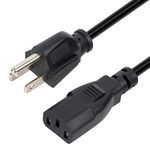 Samsung tv Plug Cord, 3 Prong Plug for Computer, Monitor, Printer, PC, Monitor, Dell Vizio LG Asus Laptop Monitor Power Supply 125V/10A, UL Listed (IEC C13 Type to NEMA 5-15P) 5ft