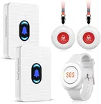 Daytech Caregiver Pager Call Button for Elderly Caregiver Paging System Home Alert Pager for Seniors Patient Nurse Medical Help Button 2 Receiver & 3 Panic Emergency Button