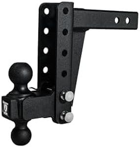 Bulletproof Hitches™ 2.0" Adjustable Medium Duty (14,000lb Rating) 6" Drop/Rise Trailer Hitch with 2" and 2 5/16" Dual Ball (Black Textured Powder Coat)