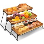 Saderoy 3 Tier Serving Tray,Acacia Wooden Towers Dessert Table Display Set,Catering Supplies Buffet Display,Cupcake Stand and Towers Serving Tray for Party