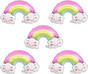 TOYXE Cute Foil Rainbow Balloons Mylar Party Supplies Rainbow Banner Clouds Decorations Set of 5 Pcs