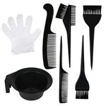 VEDETIC® Plastic Solid Hair Dye Brush and Bowl Set Hair Colouring Kit for Salon and Home Use for Men and Women (1 Bowl 3 Types Brush 2 Types Comb & Gloves)