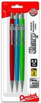 Pentel Sharp Mechanical Pencil, (0.5mm), Metallic Barrels, Assorted Colors (B/C/D), 3-Pk (P205MBP3M1)