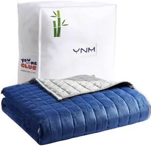YnM Cooling Weighted Blanket for Adults, Cooling & Cozy Velvet Dual-Sided, 40lbs Heavy Bed Throw for Couple, Four Seasons Use (88x104 Inches, Queen Bed, Blue/Grey)