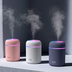 Nexila Colorful Cool Mini Humidifiers with LED Night Light, USB 300ml Mist Humidifiers for Car Office Room Bedroom, 26db Quiet Ultrasonic Humidifiers, Portable Diffuser for Essential Oils (white)