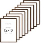 HAUS AND HUES 12 x 18 Picture Frame Set of 9-12 by 18 Picture Frame and Oak Light Wood Frames - Includes Shatterproof Plexiglass and Sawtooth Hangers for Easy Display (Standalone Walnut Oak Frame)