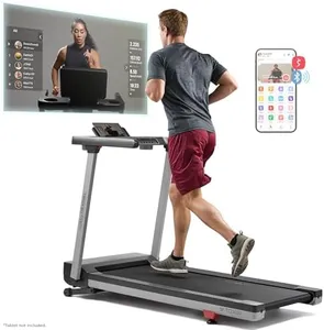 Sunny Health & Fitness Foldable 15 Level Auto Incline Treadmill, 20" Wide Running Belt, Quiet Brushless, Digital Display, 300 LB Weight Capacity, SunnyFit App Bluetooth Connection- SF-T723030