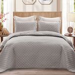 Exclusivo Mezcla Ultrasonic Reversible King Size Quilt Bedding Set with Pillow Shams, Lightweight Quilts King Size, Soft Bedspreads Bed Coverlets for All Seasons - (Light Grey, 104"x96")