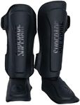 Superare V Series Shin Guards - Muay Thai, MMA, Martial Arts Shin Guards for Kicking, Sparring and Training, Protective Gear with Adjustable Straps, Molded Foam, Secure Fit for Men and Women(M, Black)