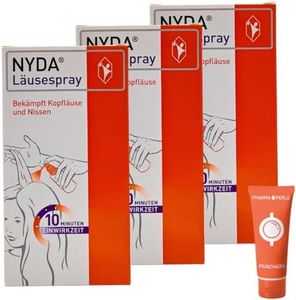 NYDA Läusespray gegen Kopfläuse und Nissen, 10 Minuten Einwirkzeit, inklusive Läusekamm, für Babys, Schwangere und Stillende I Sparset mit Duschgel von Pharma Perle (3 x 50 ml)