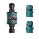 TOPWAYS Quick Release in Line Shut Off Valve for Join Garden Hose Pipe Tube, Double Male Connector Valve Extender with Matching Hose End Quick Connectors(Double Male)