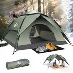 Camping Tent 2-3 Man Pop Up Tent - 40s Automatic Easy Setup Tent with Rainfly, Double-Layer 3500mm Waterproof & Windproof Instant Tents for Camping & Hiking