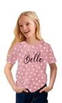 Stories.Label Girl's Cotton Printed T-Shirts, Fashion Tshirt Tops for Kids Girl (Pink, 9-10 Years)