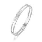 Philip Jones Stainless Steel Channel Bangle Created with Zircondia® Crystals (7 Inch)