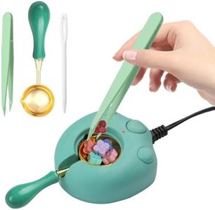 Electric Green Wax Seal Warmer with Spoon and Tweezers - Great Tool for DIY Wax Seals and Stamps