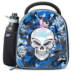 Polar Gear Camo Skull Combo Insulated Lunch Bottle with Side Mesh Pocket, Handle Bottle-600D Reusable Food & Drink Thermal Cool Bag for School Nursery Snacks Picnic, Polyester, 600 milliliters