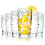 volila Plastic Drinking Glasses - 6 Pack Acrylic Glasses Plastic Tumbler - Reusable and Shatterproof Plastic Picnic Glass Stackable for Daily Use, Parties and Picnic (6 Pack - Clear)