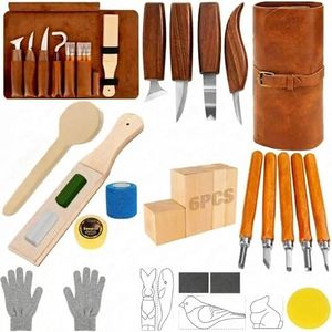 Wood Carving Kit 32pcs with Whittling Knives, Wood Carving Tools Set with Storage Bag & Templates, Beginner Wood Carving Tools for DIY Craft Projects (32)