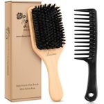 Bsisme Hair Brush, Boar Bristle Hair Brushes for Women Men Kid, Natural Pure Bristles Paddle Brush for Thin Fine Long Curly Hair, Restore Shine and Texture, Enhance Hair Shine and Health