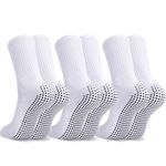 Zuimei 3 Pairs Grip Football Socks,Anti Slip Sport Soccer Socks Football Socks Non Slip Sport Football Socks with Rubber for Men & Women,Size 5.5-10