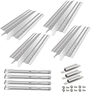 Zemibi Grill Replacement Parts for Kenmore 415.23667310, Char broil 463439915, 463322613 Gas Grill Models, 14.75" Grill Heat Plates, Burner Tubes and Adjustable Crossover Tube, 4 Pack, Stainless Steel