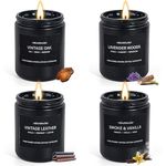 Scented Candles for Men, Scented Candles Set Soy Candles for Home Him,4 Pack Mens Gifts for Men Scents of Leather/Oak/Lavender Wood/Smoky Vanilla