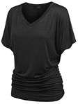 Made By Johnny MBJ Solid Top with Side Shirring, Wt1037_black, 3X-Large