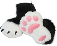 BNLIDES Cosplay Animal Cat Wolf Dog Fox Feet Paw Claw Shoes Furry Boots Costume Accessories for Adult (White-Black)