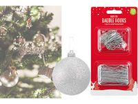Lizzy® Christmas Bauble Hooks | Bauble Hooks for Hanging Christmas Bauble and Decorations | Sliver Metal 2 Assorted Sizes | Christmas Hooks | Pack of 200 - J-01