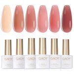 GAOY Summer Jelly Gel Nail Polish Set of 6 Colors Including Red Pink Nude Gel Polish Kit U V LED Soak Off Nail Polish Home DIY Manicure Nail Salon Varnish